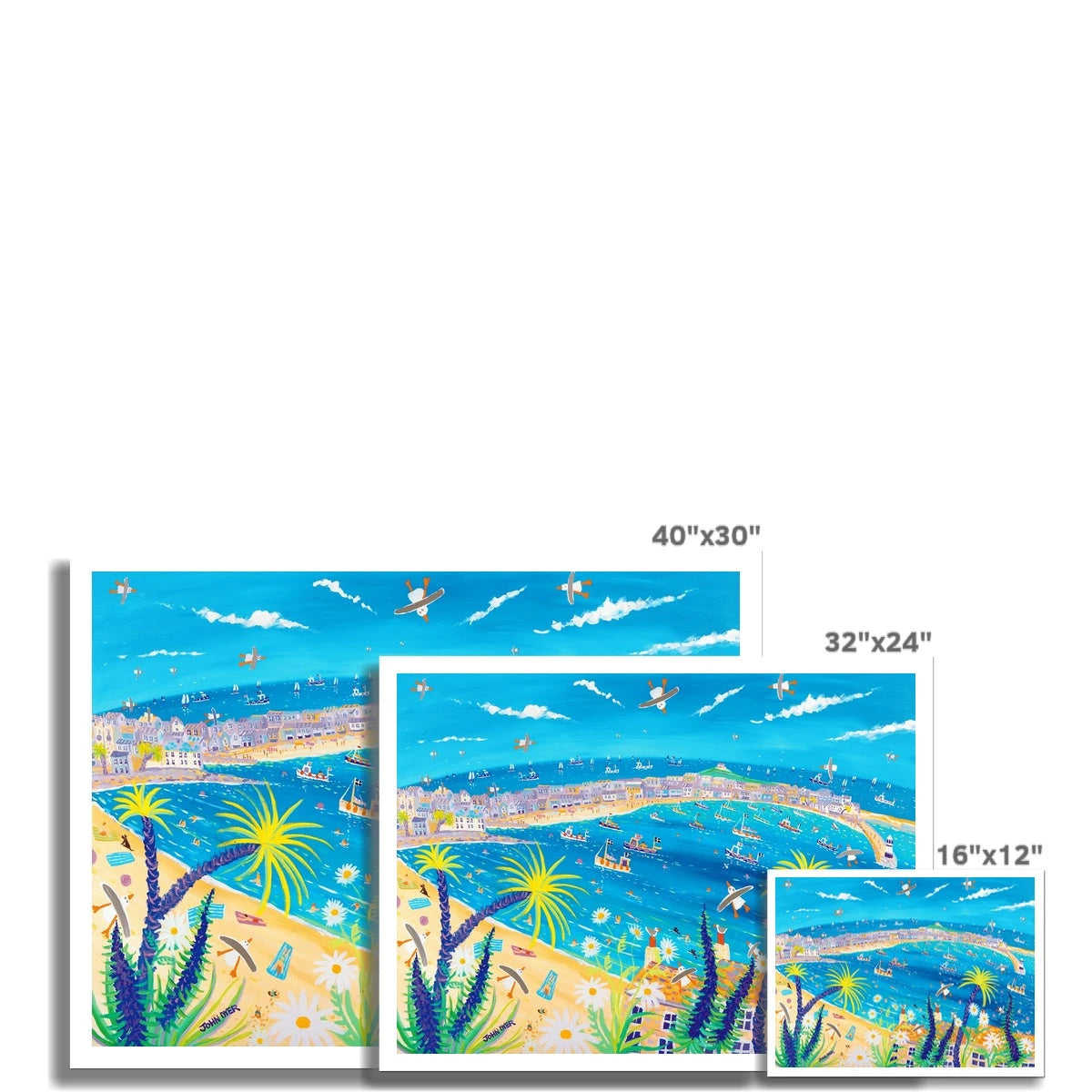 John Dyer Fine Art Beach Print. Open Edition Cornish Art Print. 'St Ives Blue'. Cornwall Art Gallery John Dyer