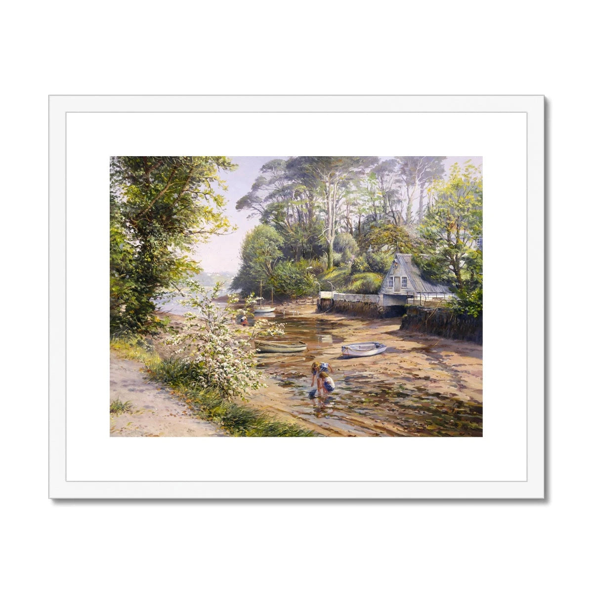 Ted Dyer Framed Open Edition Cornish Fine Art Print. 'Springtime at Helford'. Cornwall Art Gallery Ted Dyer