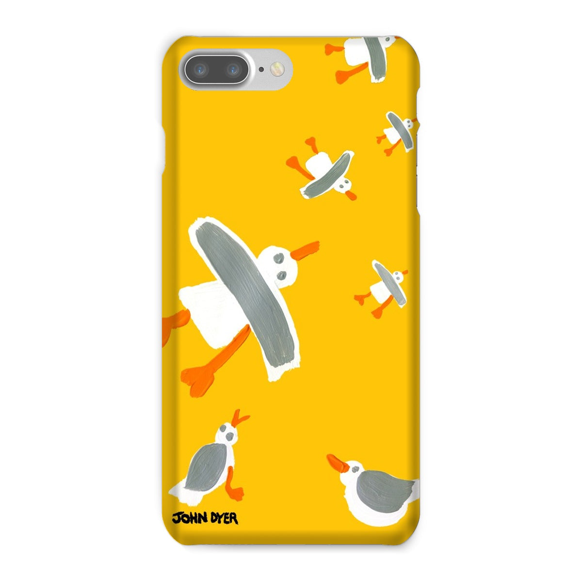 Snap Art Phone Case. Cornish Seagulls - Yellow Colour. Artist John Dyer. Cornwall Art Gallery