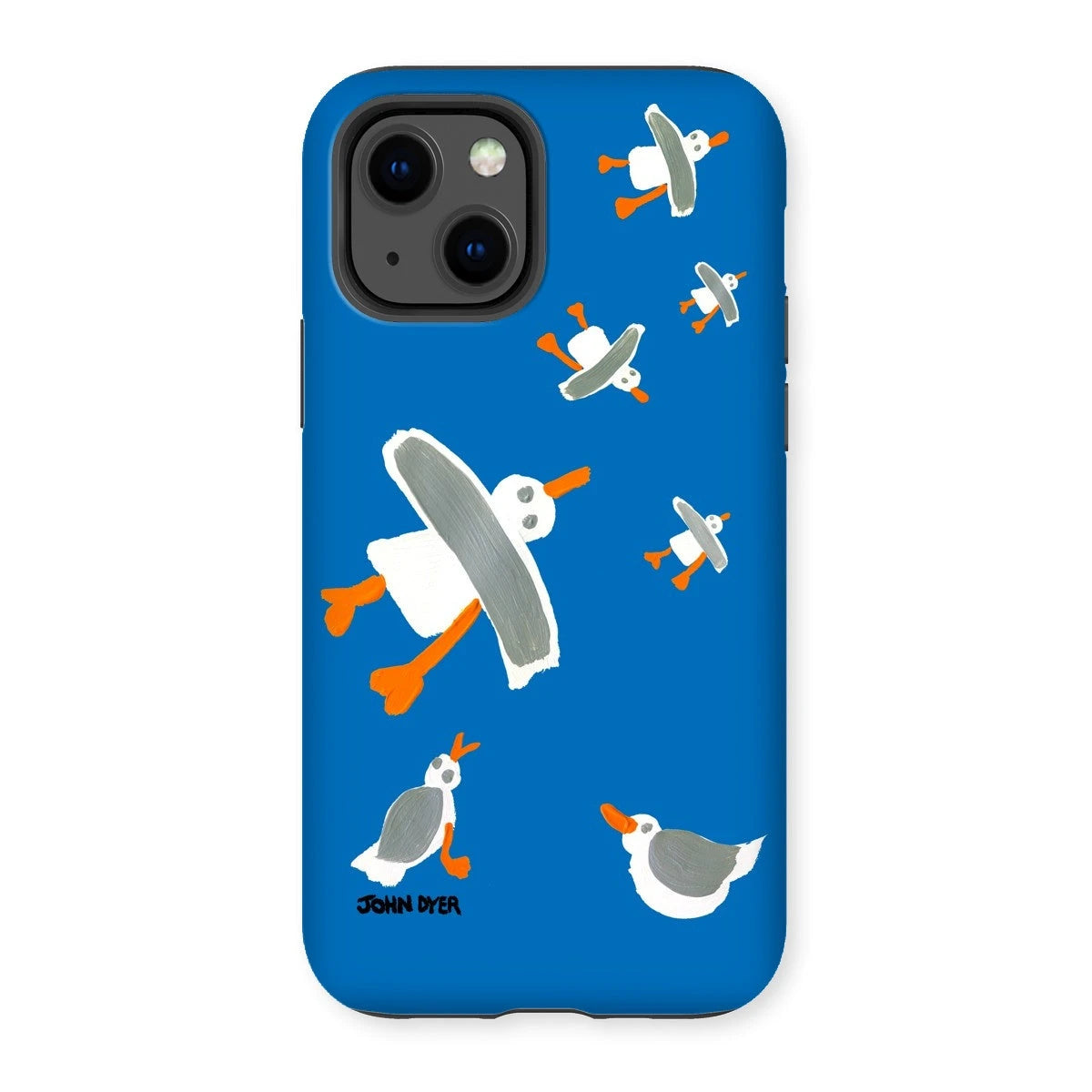 Tough Art Phone Case. Cornish Seagulls - Blue Colour. Artist John Dyer. Cornwall Art Gallery John Dyer