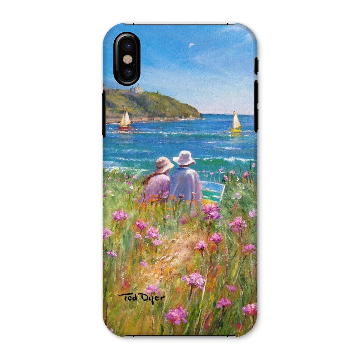 Snap Art Phone Case. Sea Pinks and Painters, Falmouth. Artist Ted Dyer. Cornwall Art Gallery