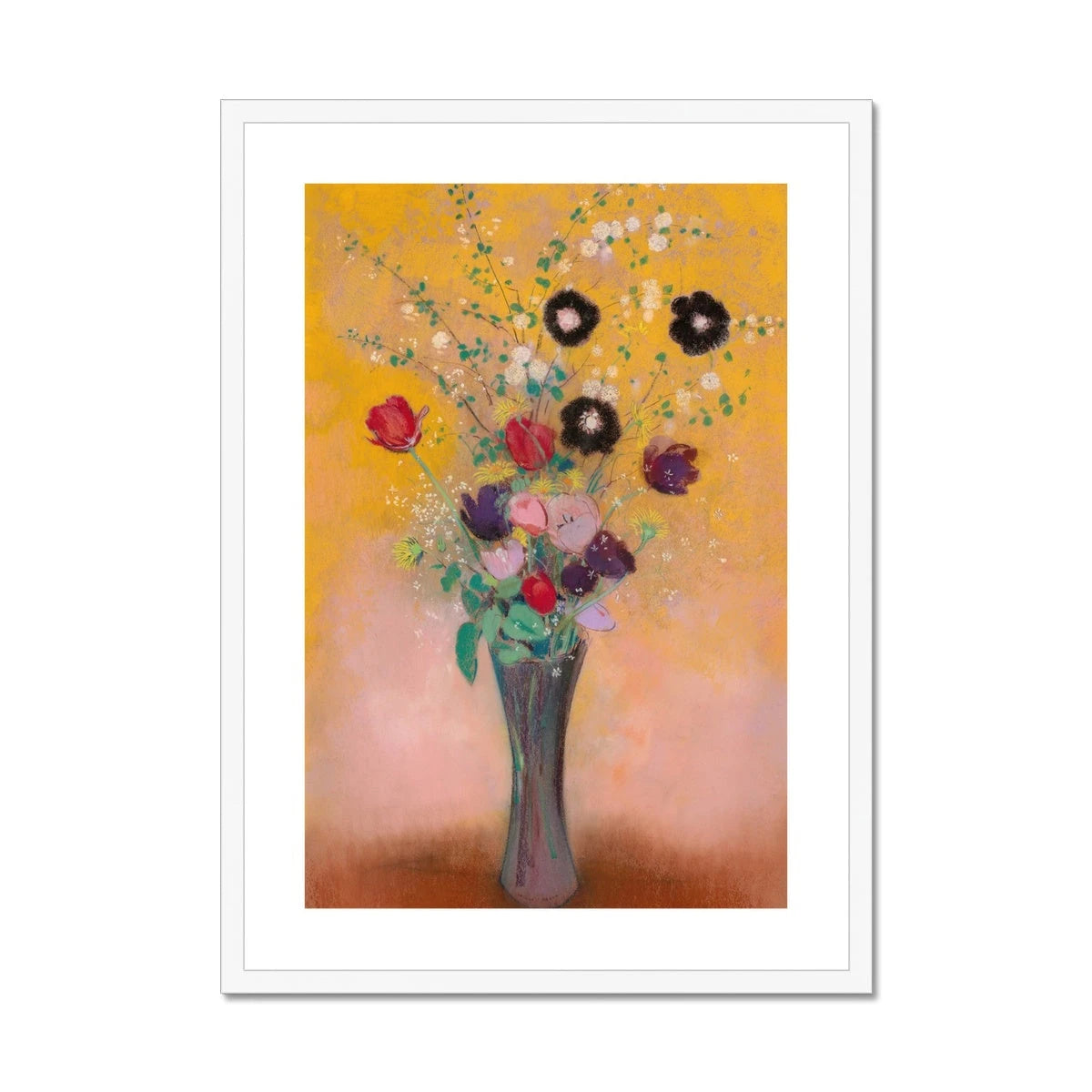 'Vase of Flowers'. Garden Flowers. Still Life by Odilon Redon. Framed Open Edition Fine Art Print. Historic Art Odilon Redon