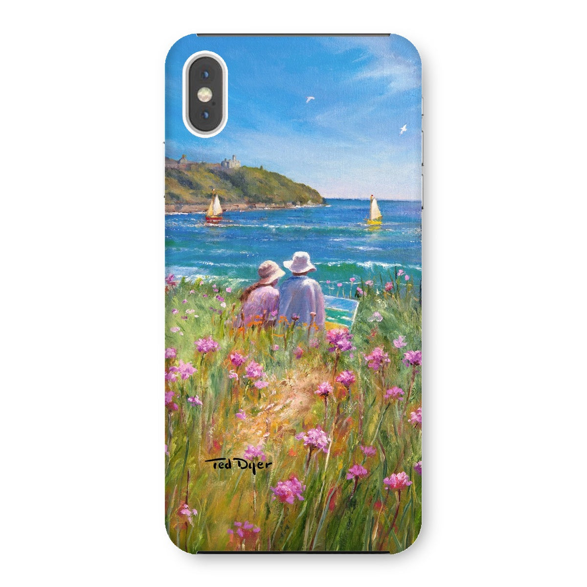 Snap Art Phone Case. Sea Pinks and Painters, Falmouth. Artist Ted Dyer. Cornwall Art Gallery