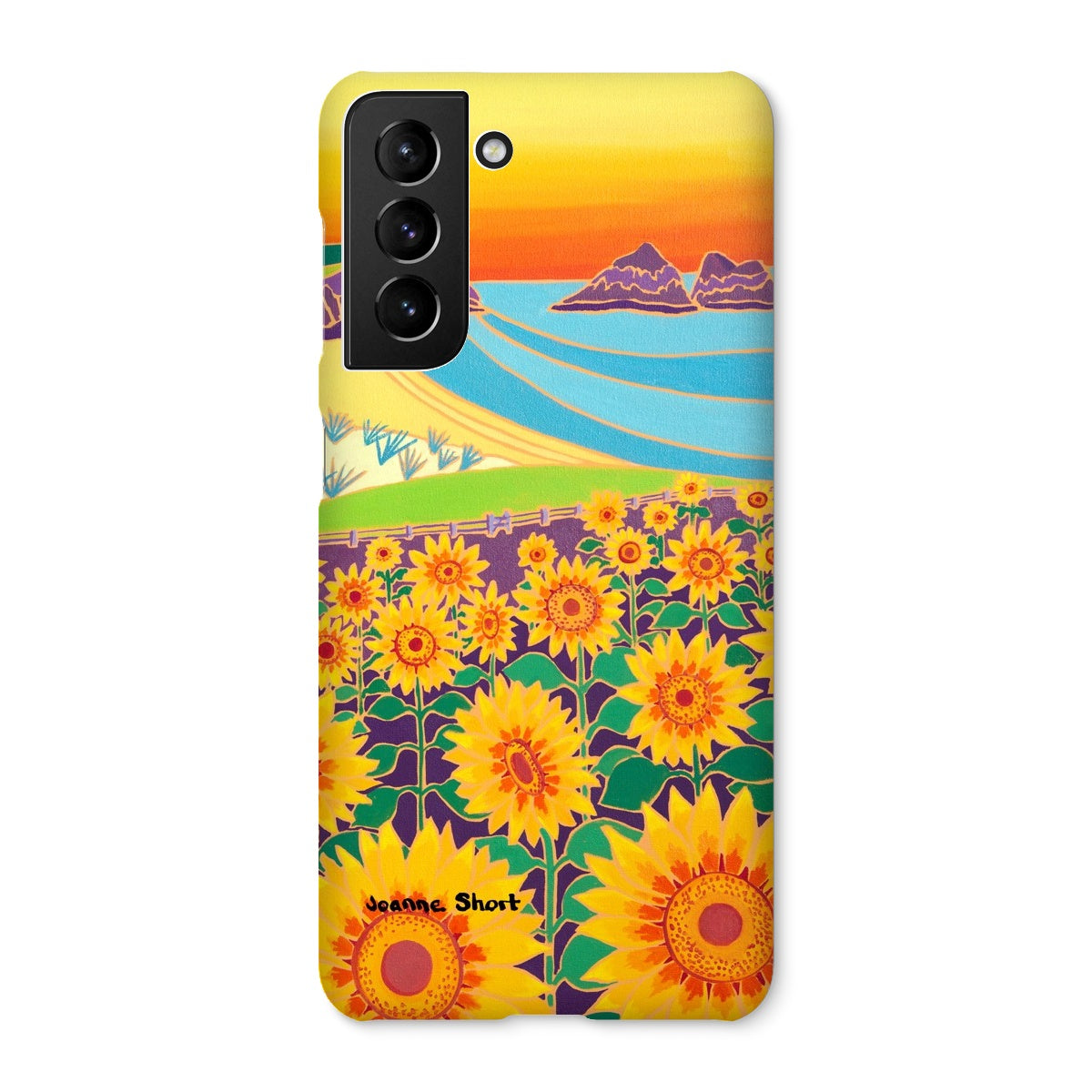 Snap Art Phone Case. Sunflowers, Holywell Bay. Artist Joanne Short. Cornwall Art Gallery