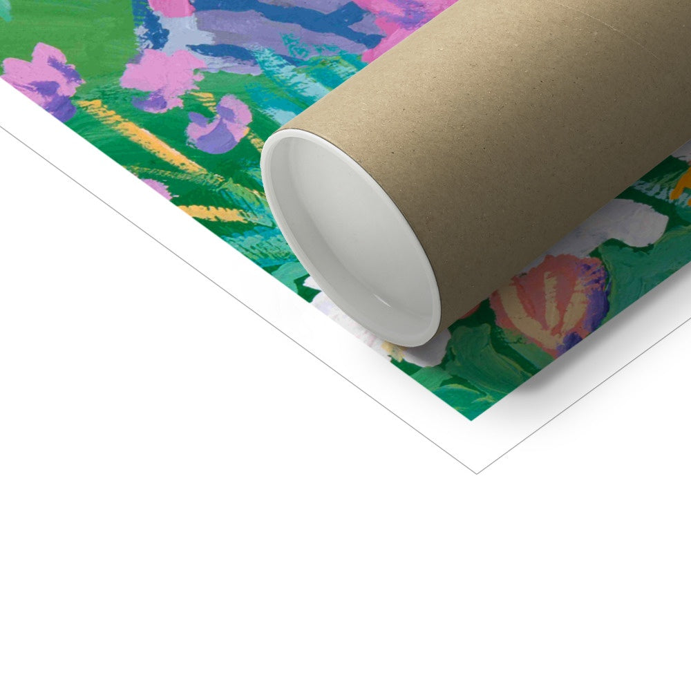 John Dyer Fine Art Print. Open Edition Cornish Art Print. 'Sea Pinks at Cape Cornwall'. Cornwall Art Gallery