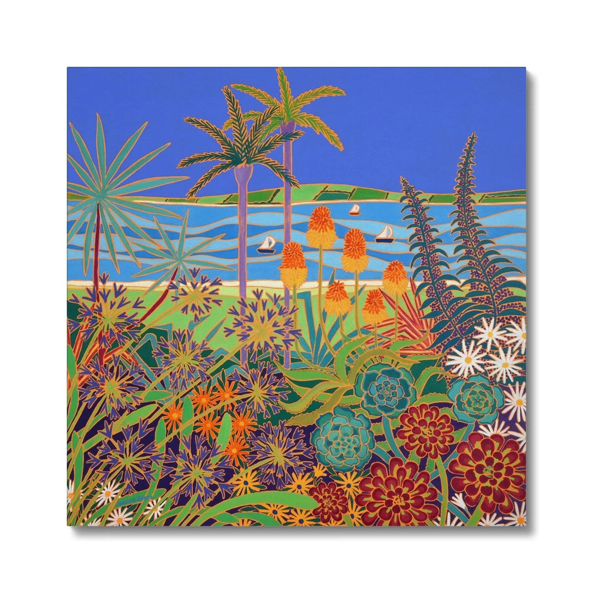 A Garden of Colourful Delights, Tresco. Canvas Art Print by Joanne Short
