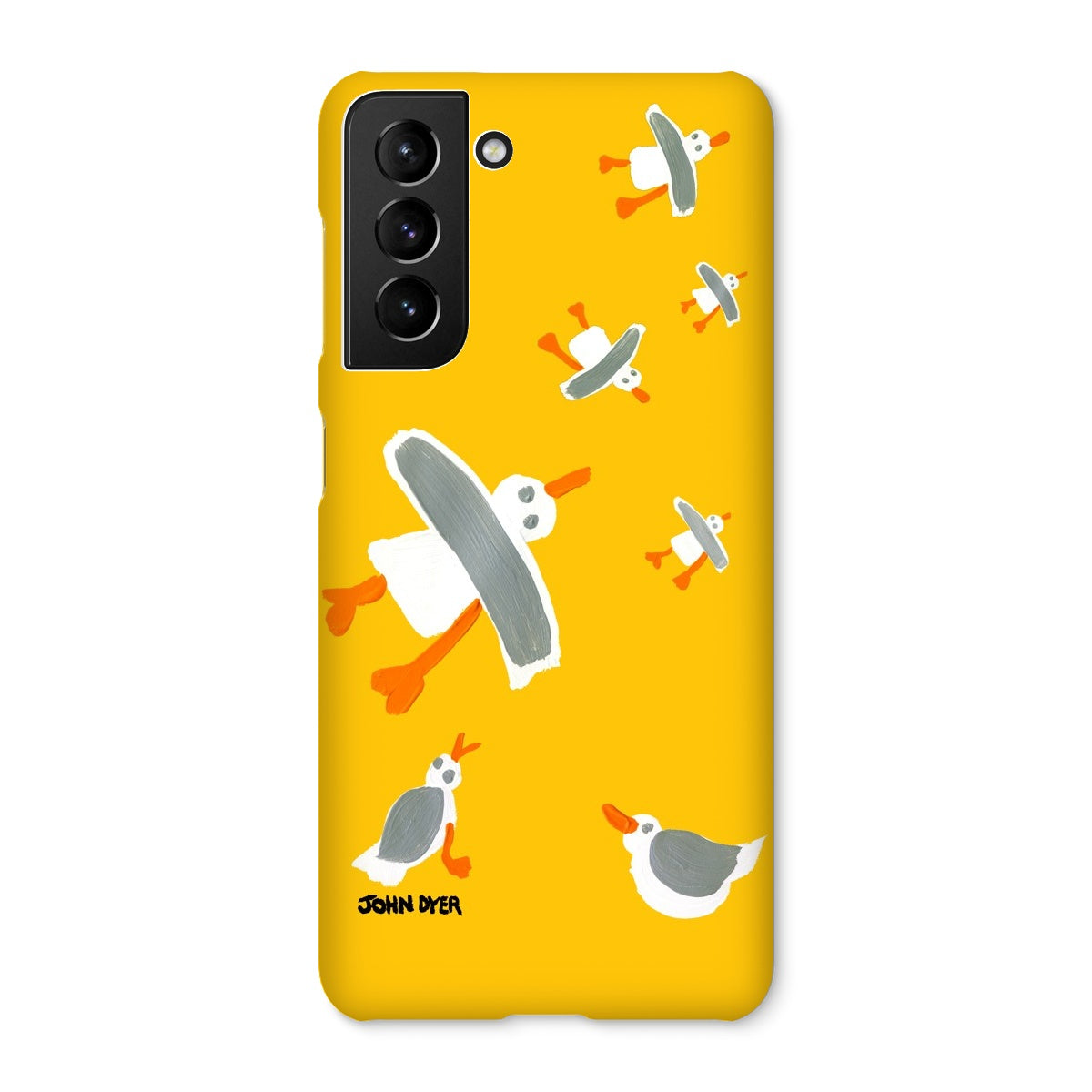 Snap Art Phone Case. Cornish Seagulls - Yellow Colour. Artist John Dyer. Cornwall Art Gallery