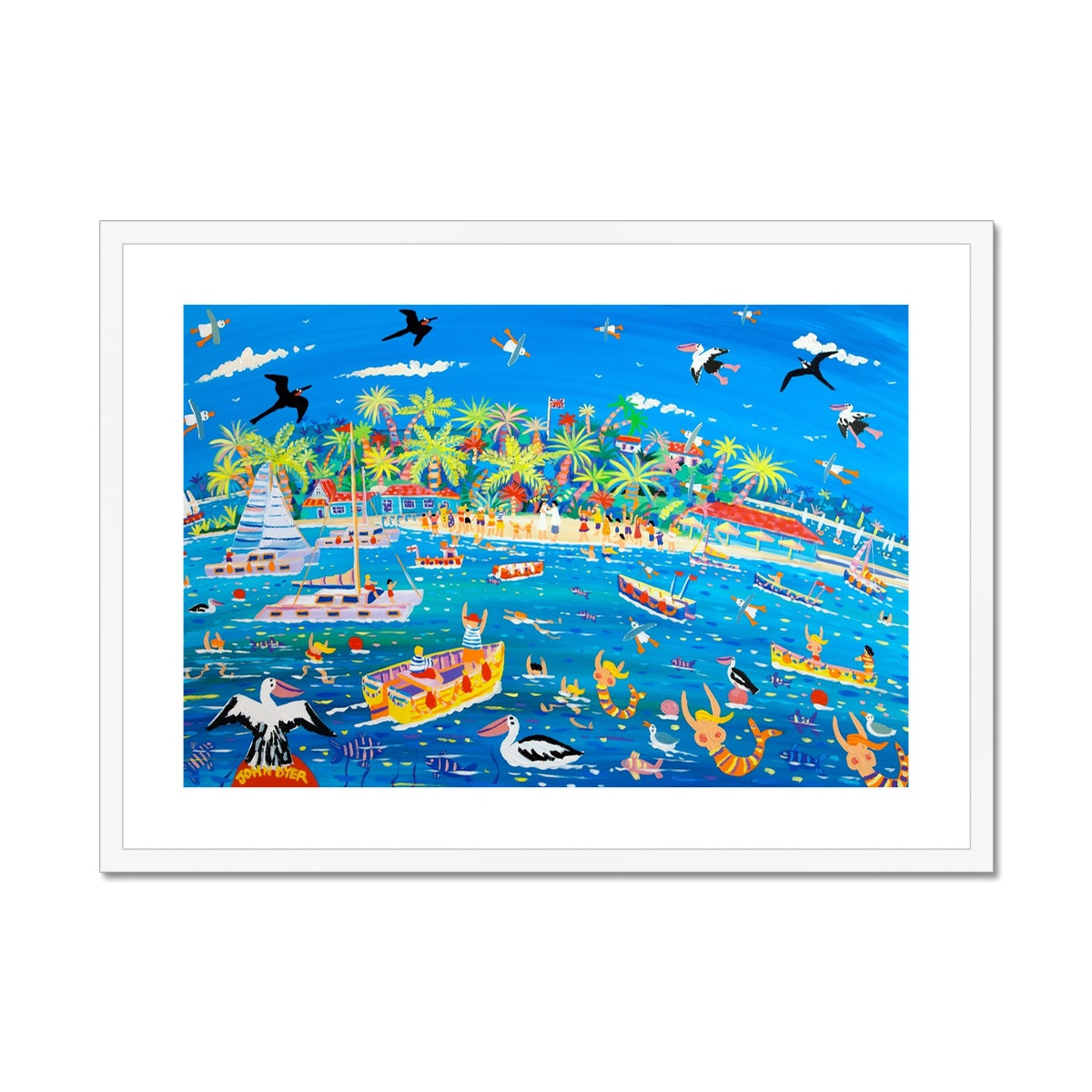 John Dyer Framed Open Edition Cornish Art Print. 'Magical Day at Marina Cay'. British Virgin Islands Caribbean Art Gallery