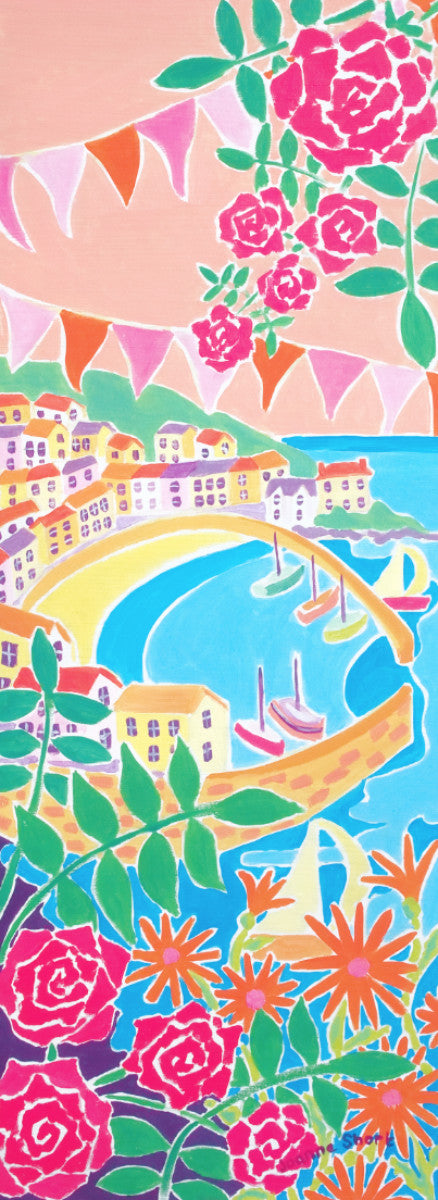 Signed Limited Edition Print by Cornish Artist Joanne Short. 'Cottage Garden, Mousehole'. Cornwall Art Gallery Print