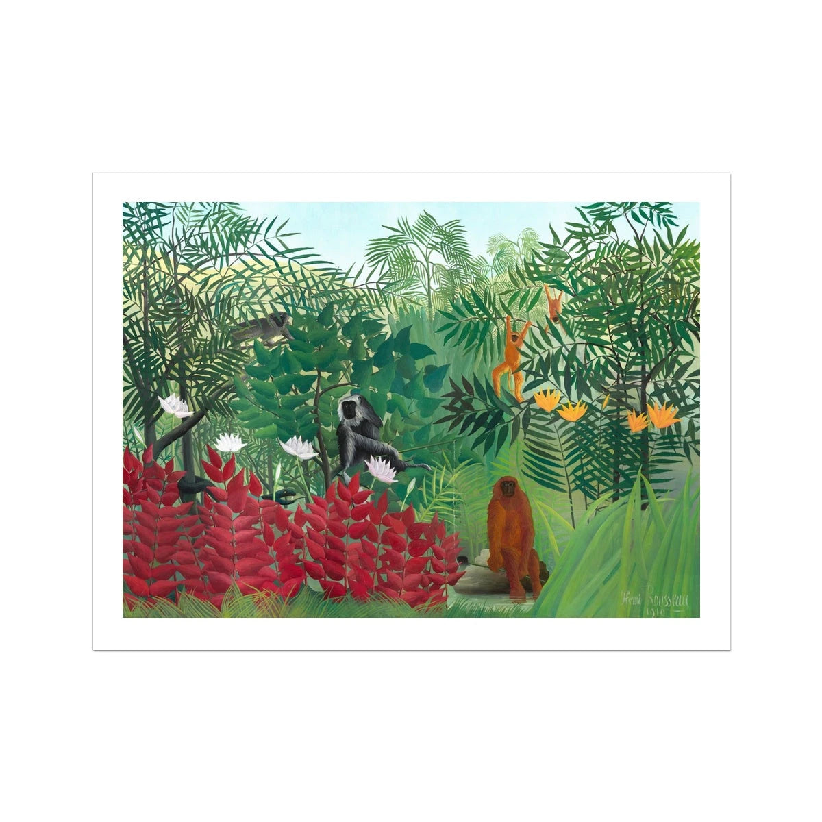 'Tropical Forest with Monkeys' by Henri Rousseau. Open Edition Fine Art Print. Historic Art Henri Rousseau