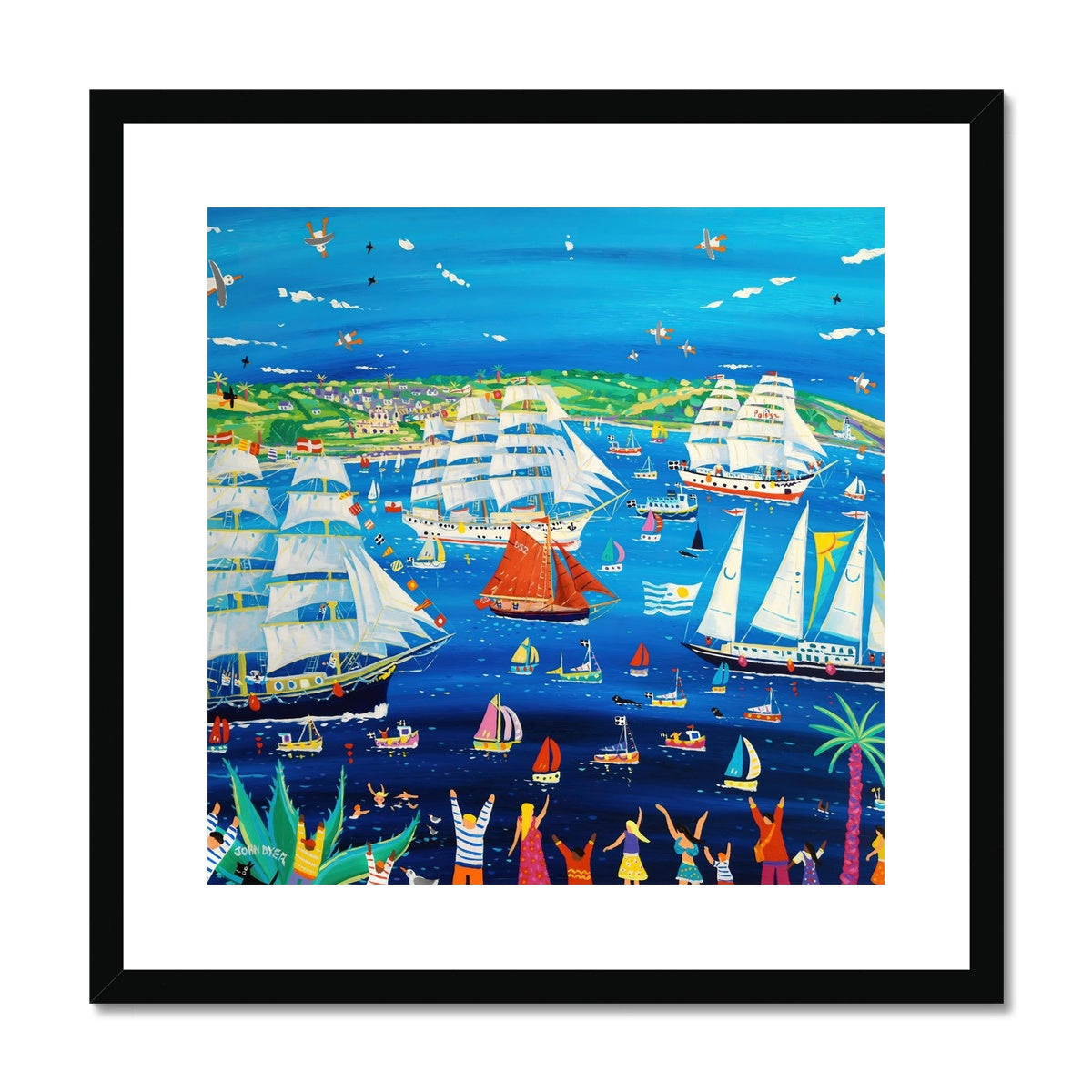 John Dyer Framed Open Edition Cornish Fine Art Print. Falmouth Tall Ships Races 2023. Cornwall Art Gallery