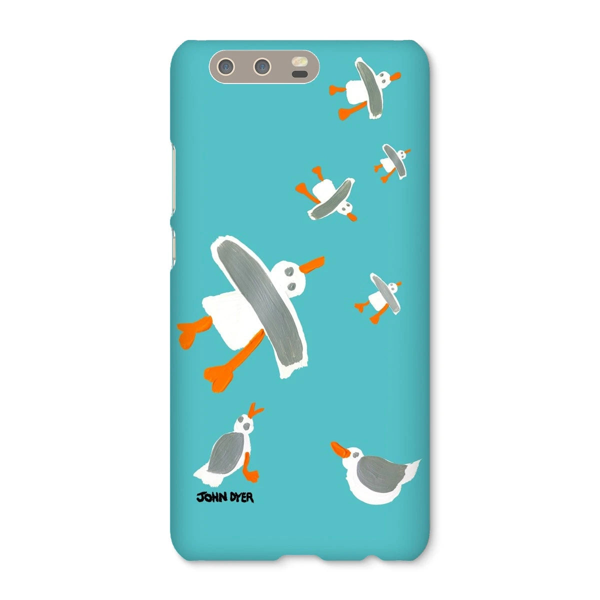 Snap Art Phone Case. Cornish Seagulls - Teal Colour. Artist John Dyer. Cornwall Art Gallery John Dyer