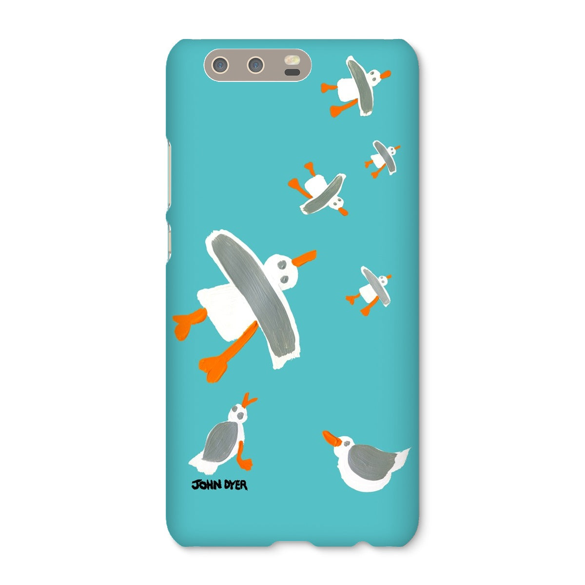 Snap Art Phone Case. Cornish Seagulls - Teal Colour. Artist John Dyer. Cornwall Art Gallery