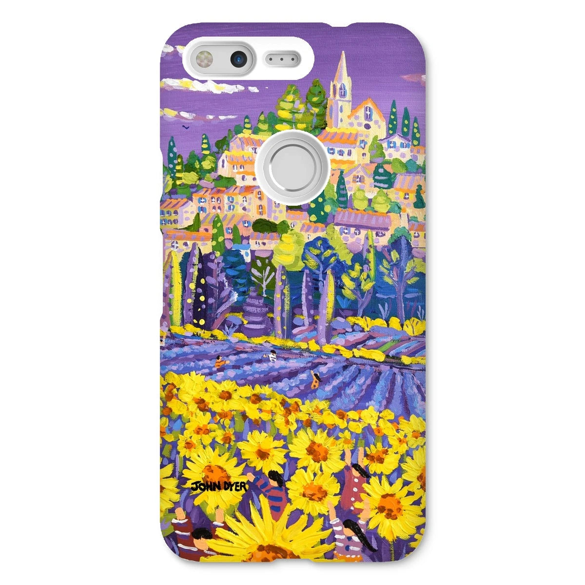 Snap Art Phone Case. Lavender & Sunflower Pickers, Provence, France. Artist John Dyer. Cornwall Art Gallery. John Dyer