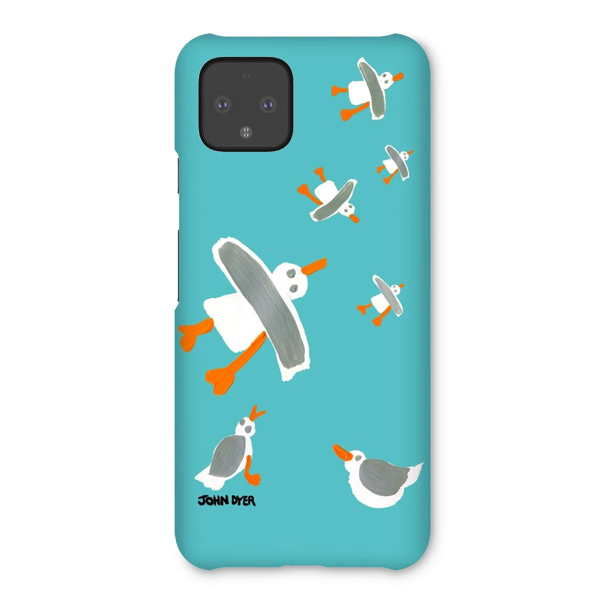 Snap Art Phone Case. Cornish Seagulls - Teal Colour. Artist John Dyer. Cornwall Art Gallery John Dyer