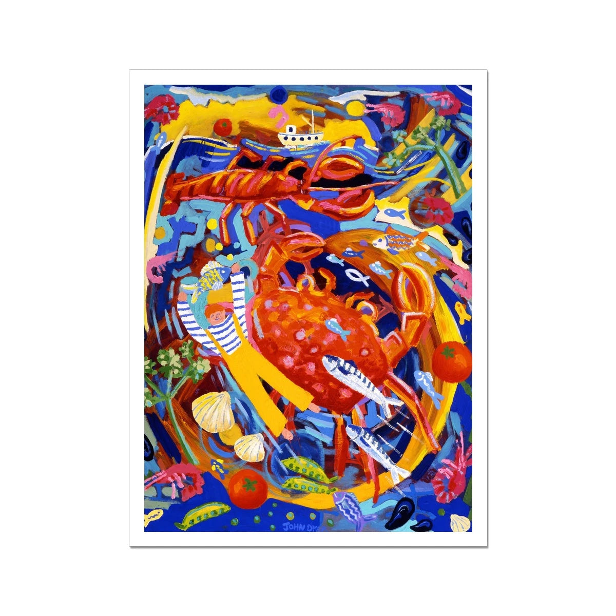 John Dyer Fine Art Print. Open Edition Cornish Art Print. 'Seafood Salad, Padstow'. Cornwall Art Gallery John Dyer