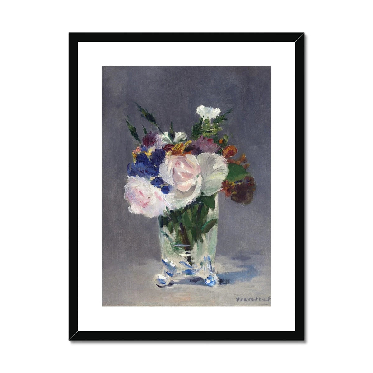 'Flowers in a Crystal Vase'. Garden Flowers. Still Life by Edouard Manet. Framed Open Edition Fine Art Print. Historic Art Edouard Manet