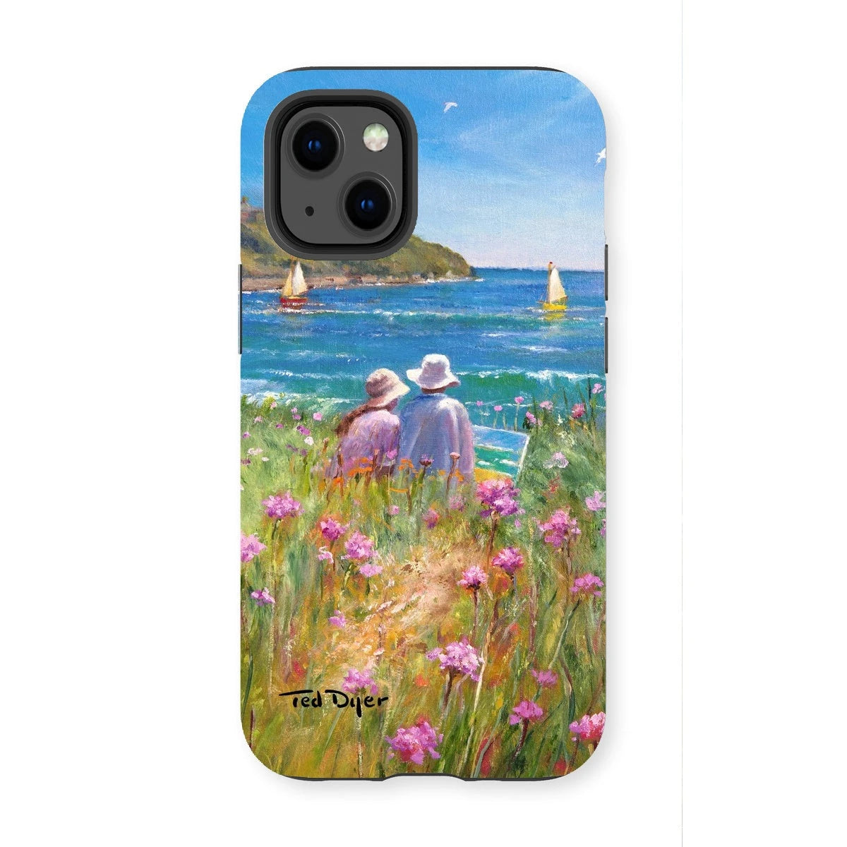 Tough Art Phone Case. 'Sea Pinks and Painters'. Artist Ted Dyer. Cornwall Art Gallery Ted Dyer