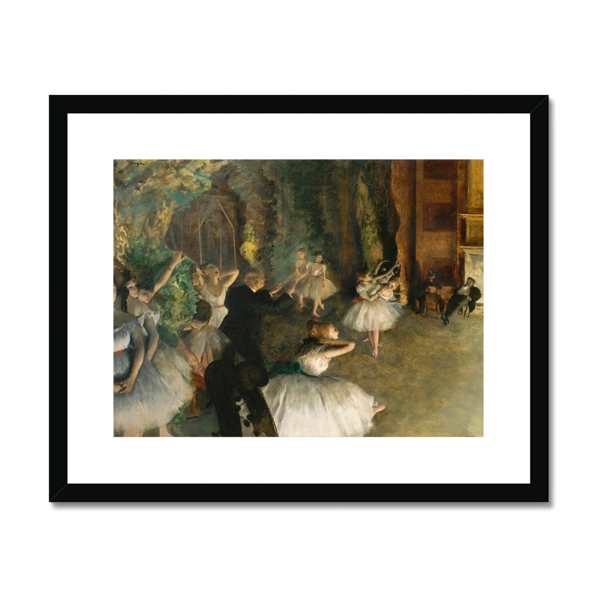 The Rehearsal of the Ballet Onstage by Edgar Degas. Framed Open Edition Fine Art Print. Historic Art
