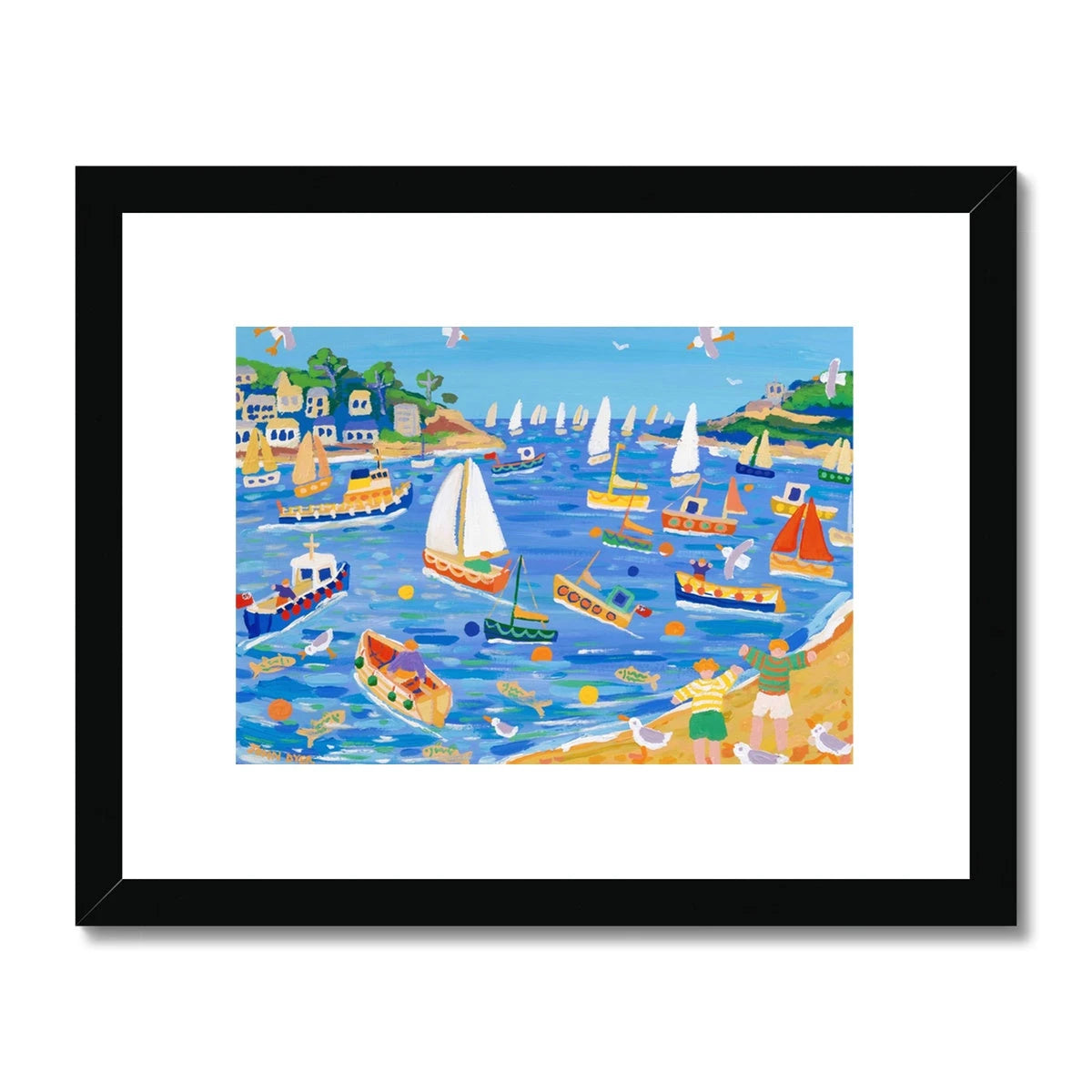 John Dyer Framed Open Edition Cornish Fine Art Print. 'Sunday Sailing, Fowey'. Cornwall Art Gallery John Dyer