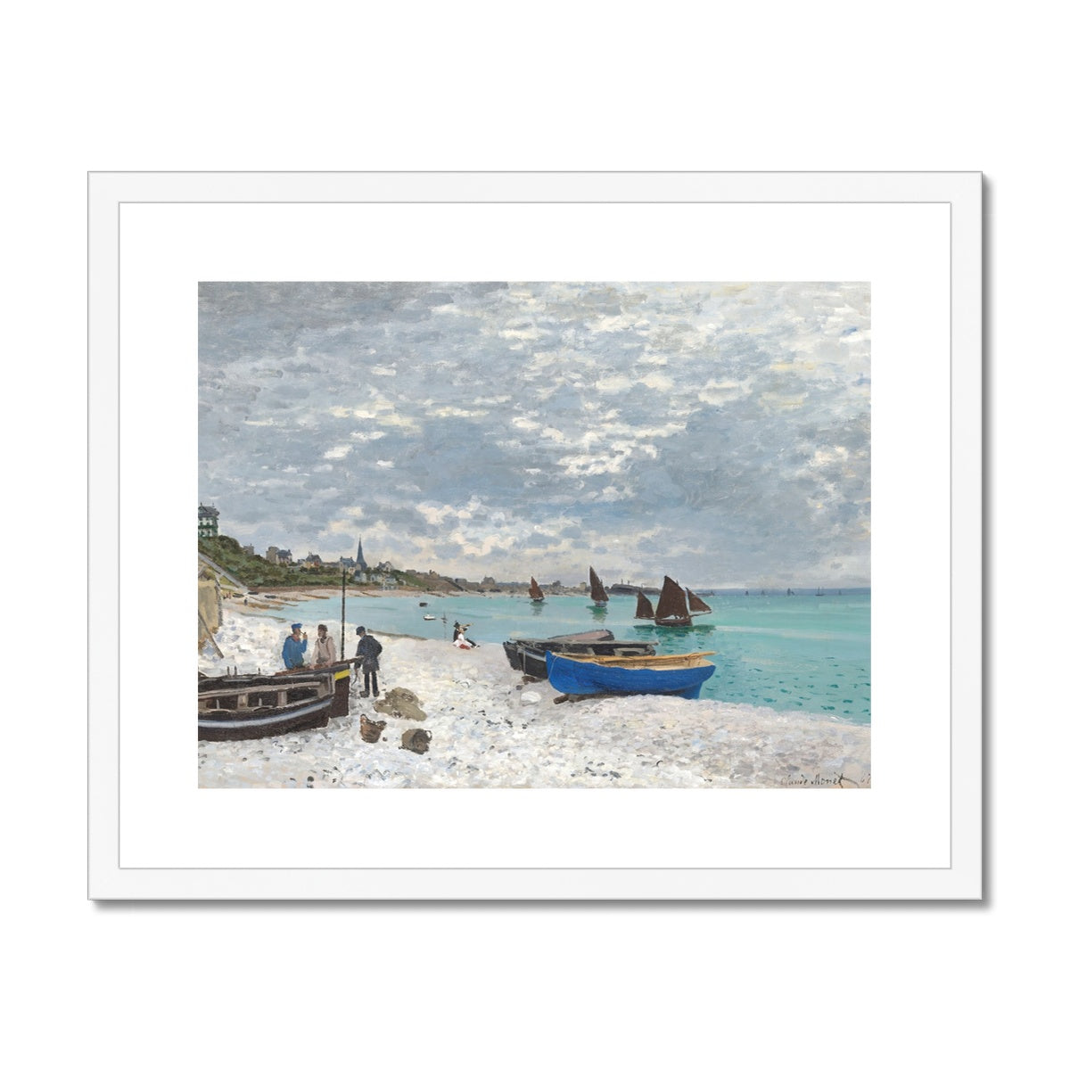 Claude Monet Framed Open Edition Art Print. 'The Beach at Sainte-Adresse'. Art Gallery Historic Art