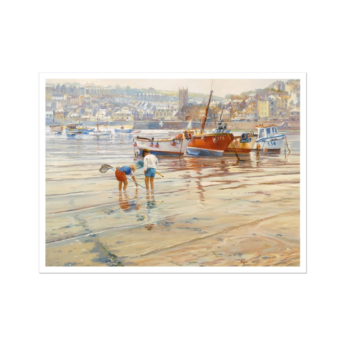 Ted Dyer Fine Art Print. Open Edition Cornish Art Beach Print. 'Calm Waters, St Ives Harbour, Cornwall'. Cornwall Art Gallery Ted Dyer