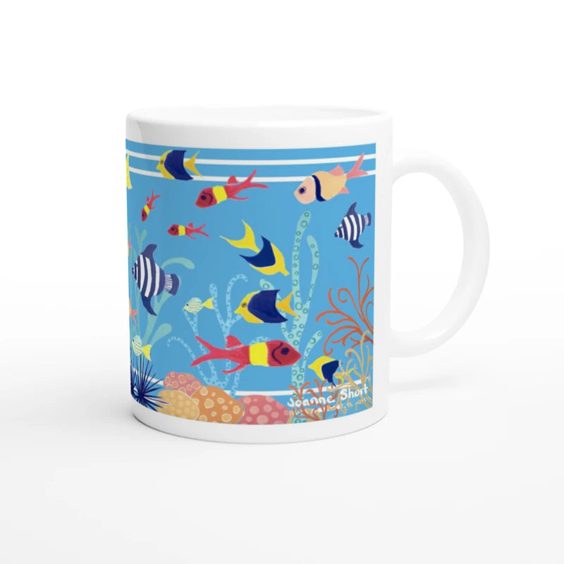 Joanne Short Ceramic Cornish Art Mug. Tropical Sea Fish Mug Joanne Short