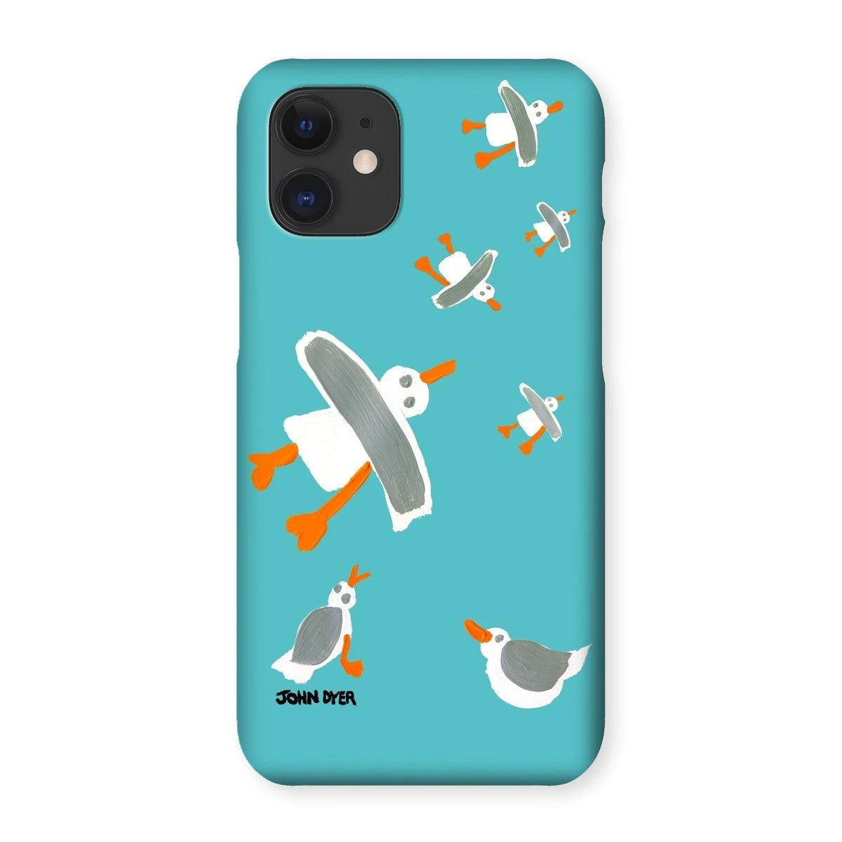 Snap Art Phone Case. Cornish Seagulls - Teal Colour. Artist John Dyer. Cornwall Art Gallery John Dyer