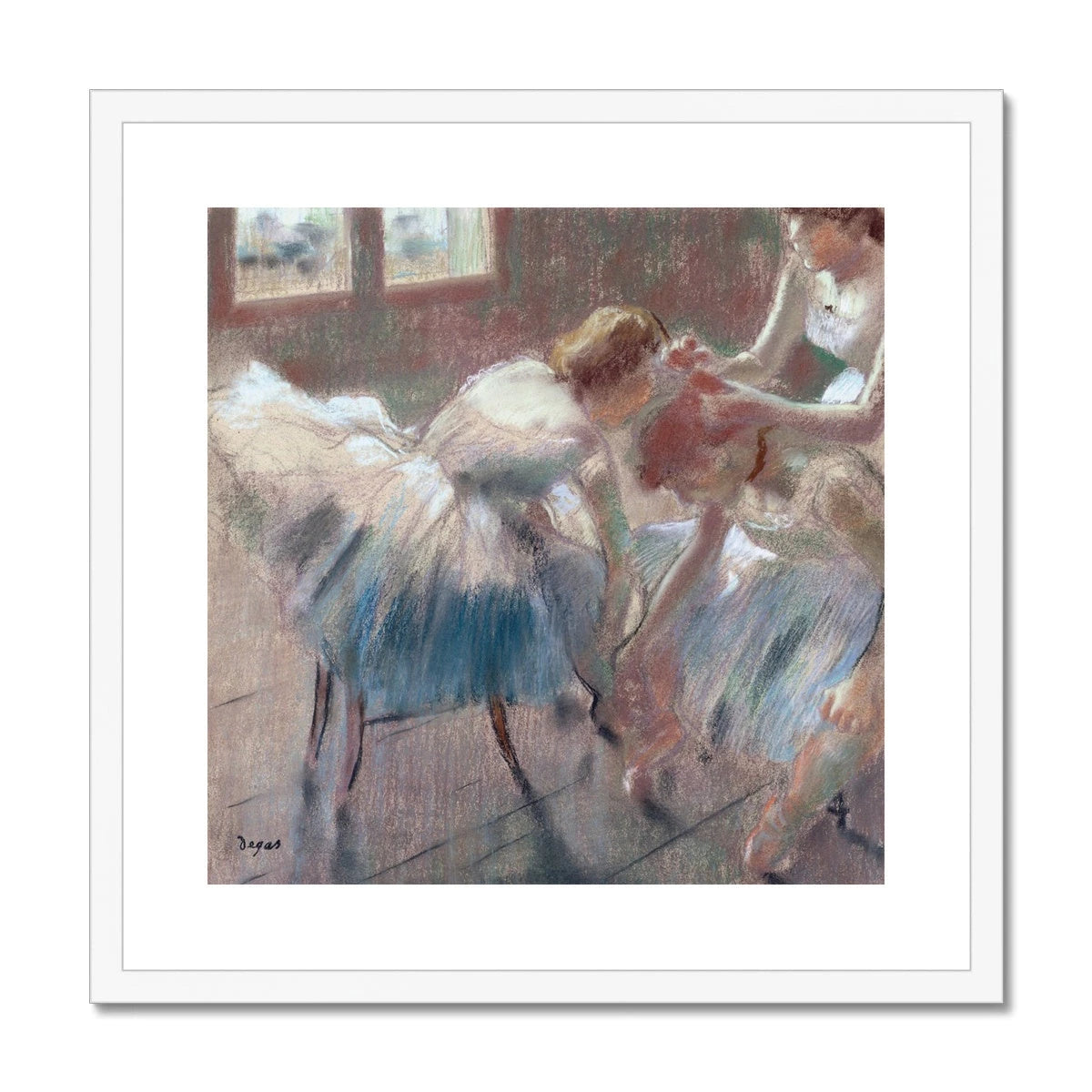 Three Dancers Preparing for Class by Edgar Degas. Framed Open Edition Fine Art Print. Historic Art Edgar Degas
