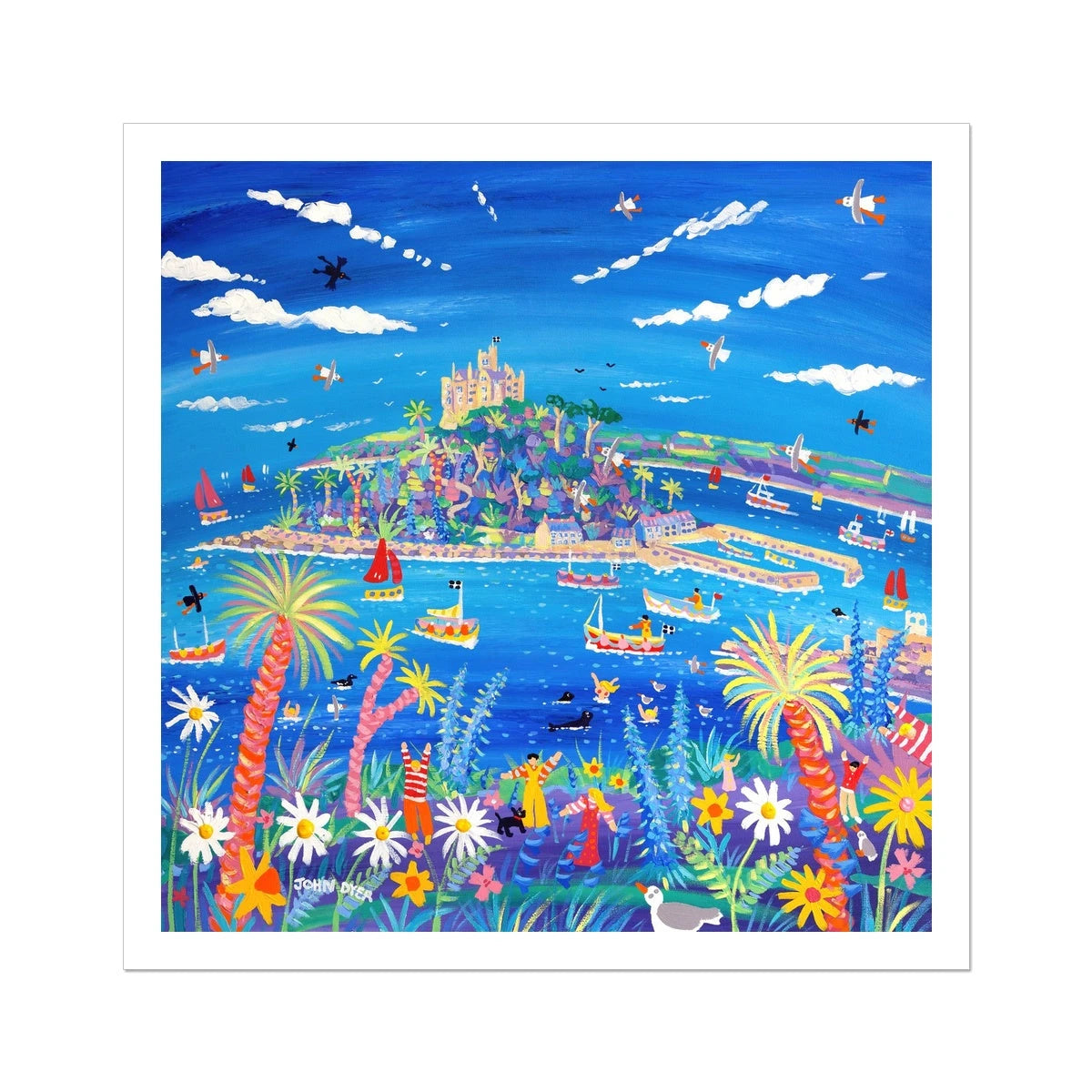 John Dyer Fine Art Print. Open Edition Cornish Art Print. 'Cornish Springtime, St Michael's Mount'. Cornwall Art Gallery John Dyer