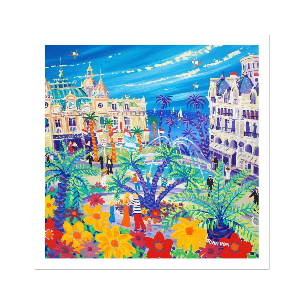 John Dyer Fine Art Print. Open Edition Cornish Art Print. 'Casino Cuddle, Monte-Carlo, Monaco'. French Art Gallery John Dyer