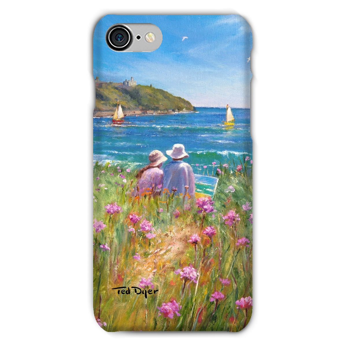 Snap Art Phone Case. Sea Pinks and Painters, Falmouth. Artist Ted Dyer. Cornwall Art Gallery