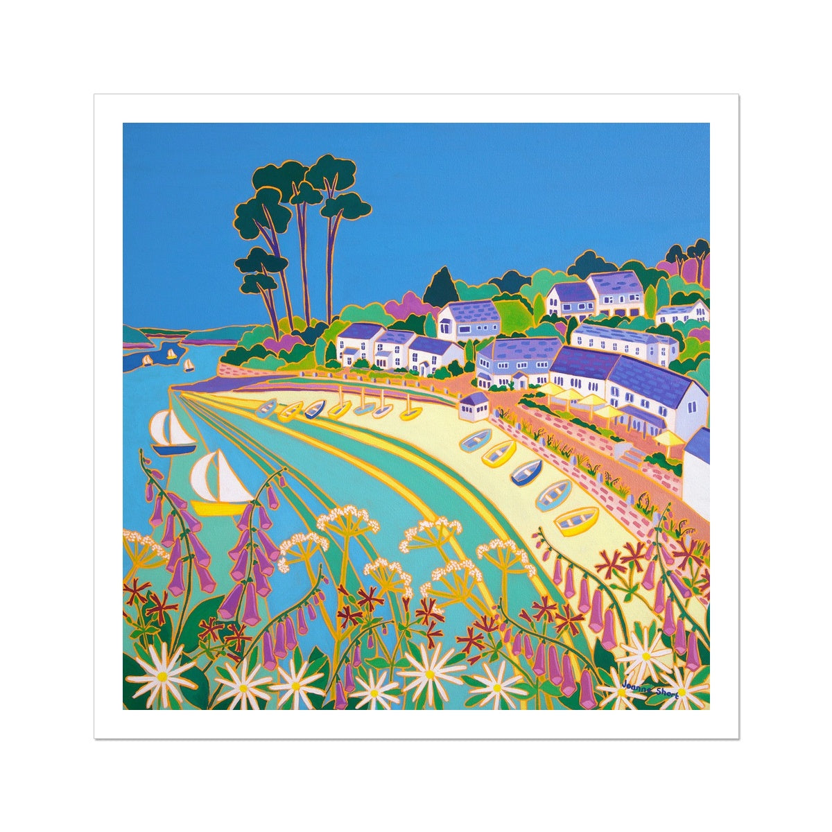 Joanne Short Fine Art Open Edition Cornish Art Print. 'Cornish Wild Flowers, Helford Passage'. Cornwall Art Gallery