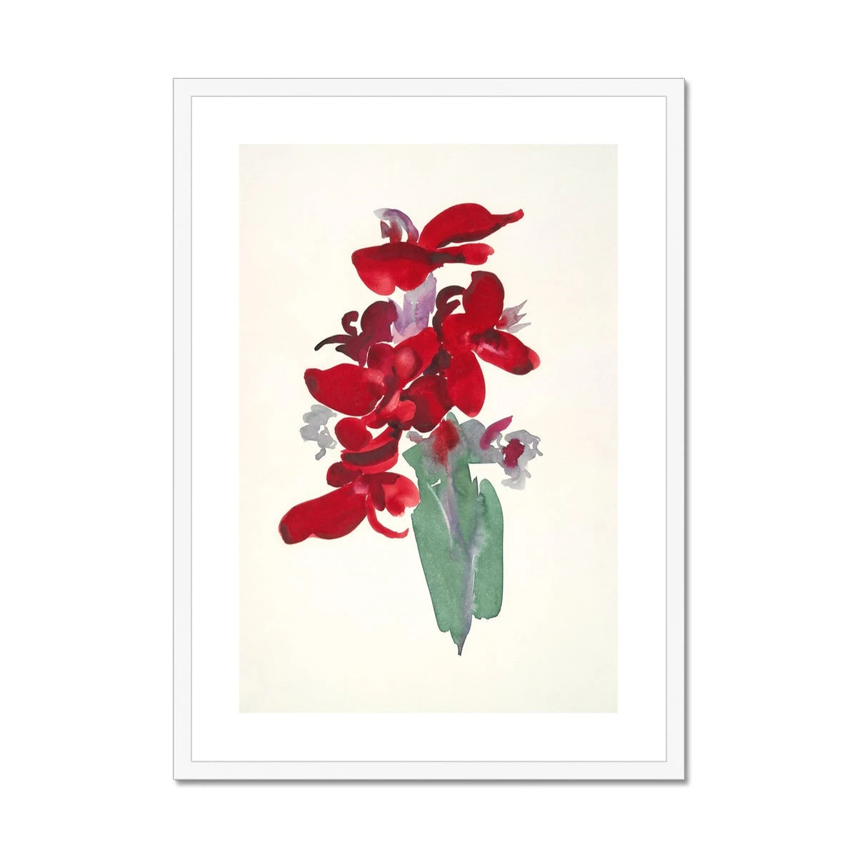 'Red Canna' Flower print by Georgia O’Keeffe. Framed Open Edition Garden Fine Art Print. Historic Art Georgia O’Keeffe