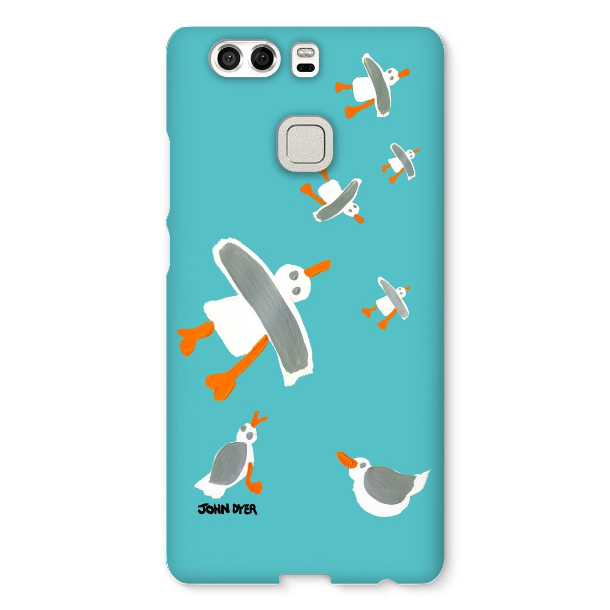 Snap Art Phone Case. Cornish Seagulls - Teal Colour. Artist John Dyer. Cornwall Art Gallery