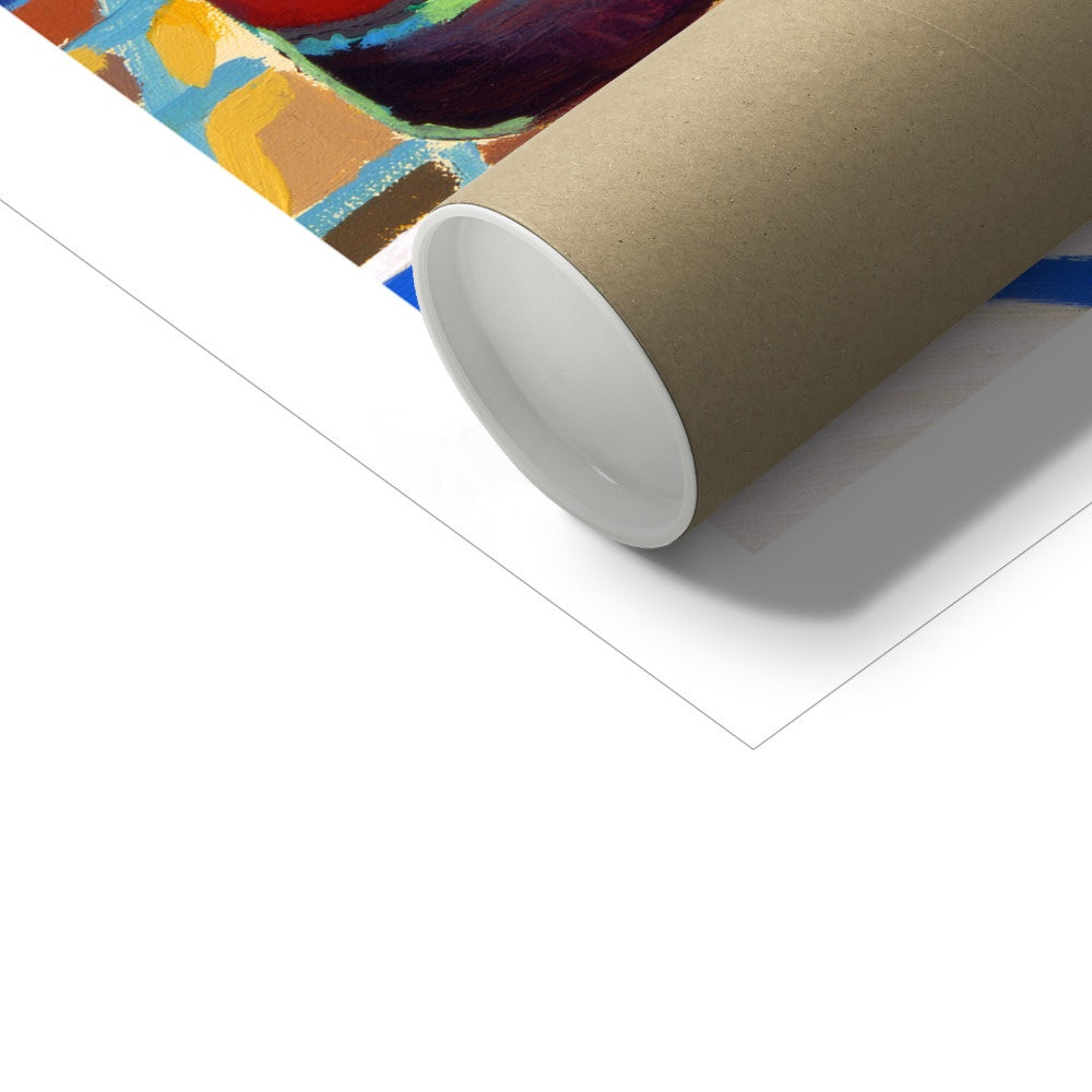 John Dyer Fine Art Print. Open Edition Still Life Cornish Art Print. 'Red Wine and Daffodils'. Cornwall Art Gallery