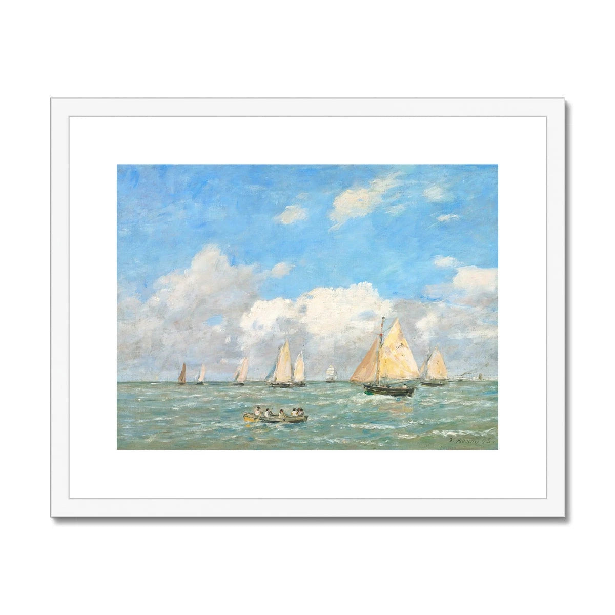 'La Sortie des Barques à Trouville' by Eugène Boudin. Framed Open Edition Fine Art Print. Historic Art Boudin