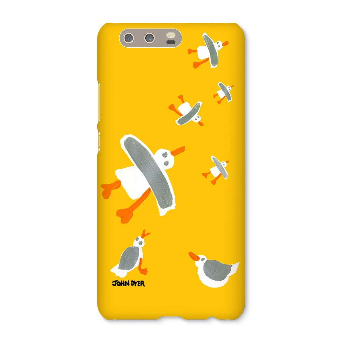 Snap Art Phone Case. Cornish Seagulls - Yellow Colour. Artist John Dyer. Cornwall Art Gallery
