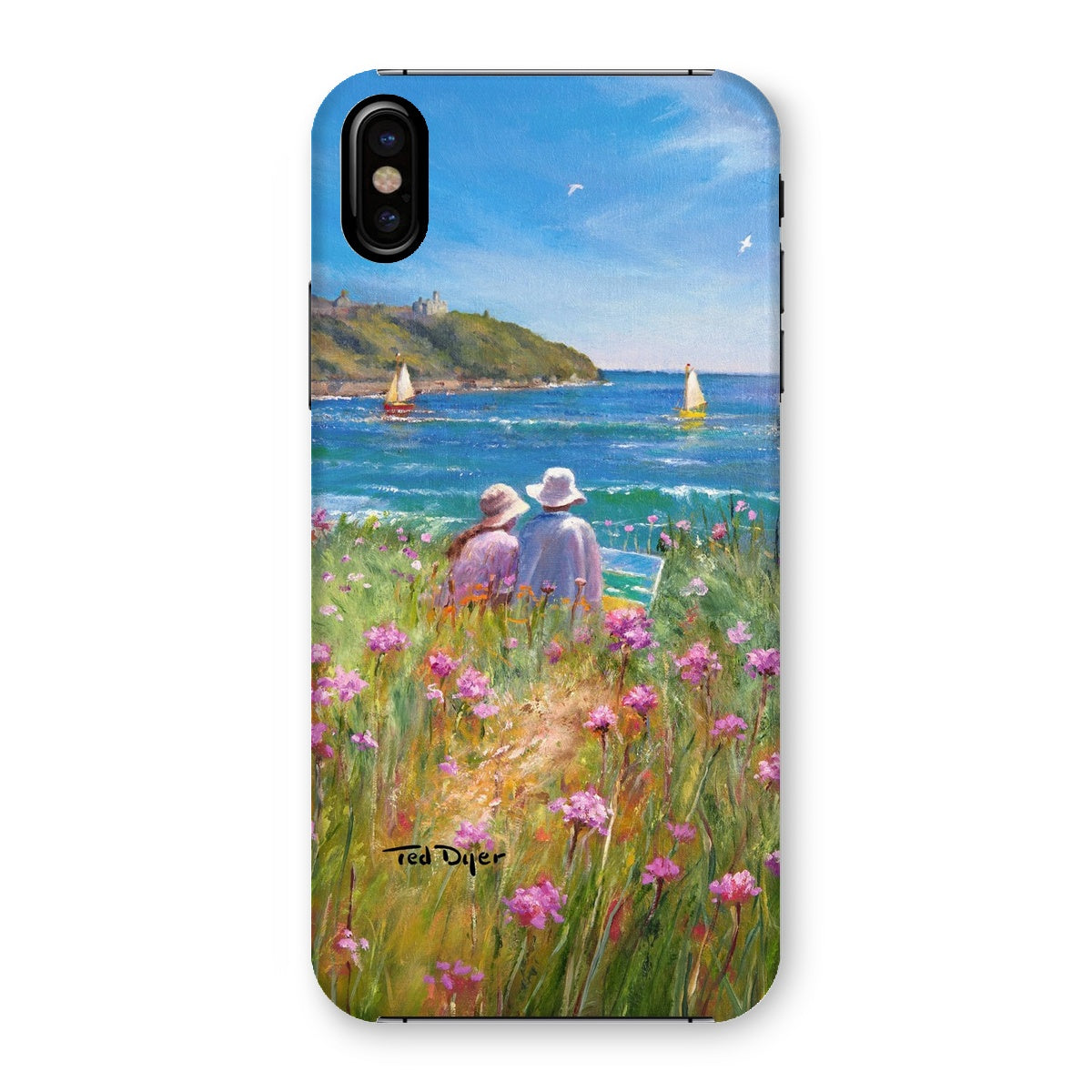 Snap Art Phone Case. Sea Pinks and Painters, Falmouth. Artist Ted Dyer. Cornwall Art Gallery