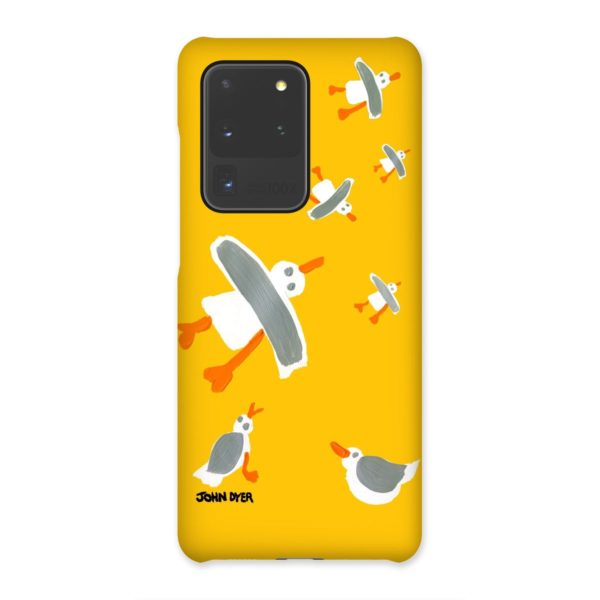 Snap Art Phone Case. Cornish Seagulls - Yellow Colour. Artist John Dyer. Cornwall Art Gallery