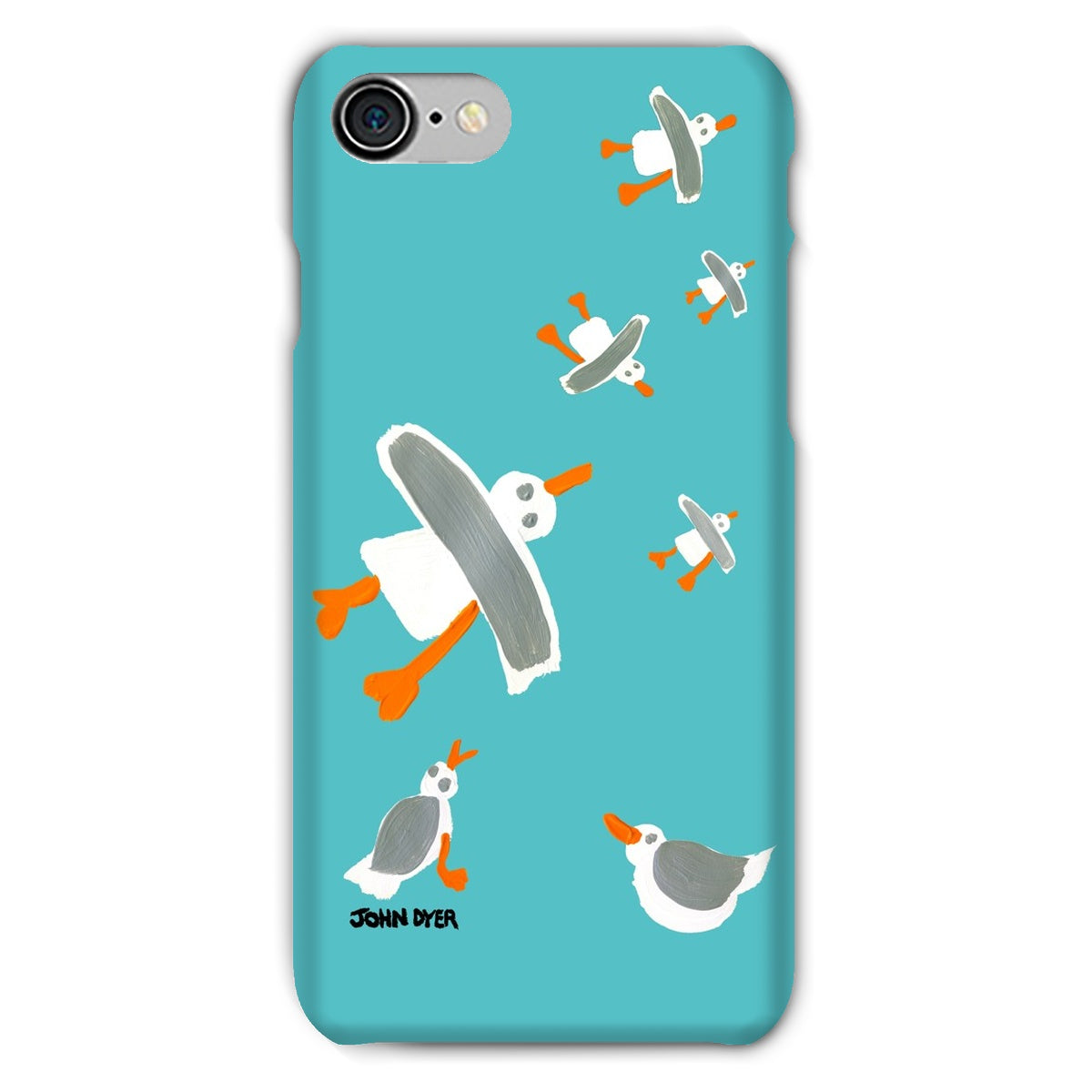 Snap Art Phone Case. Cornish Seagulls - Teal Colour. Artist John Dyer. Cornwall Art Gallery