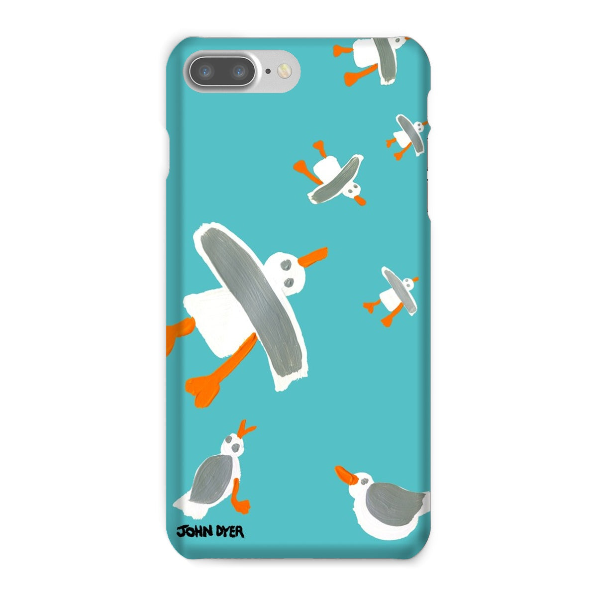 Snap Art Phone Case. Cornish Seagulls - Teal Colour. Artist John Dyer. Cornwall Art Gallery