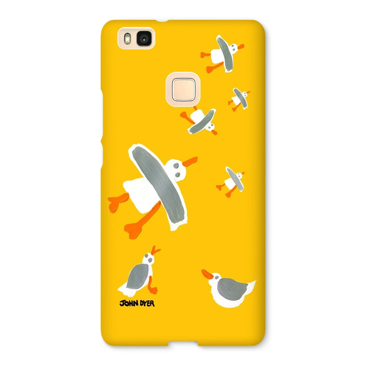 Snap Art Phone Case. Cornish Seagulls - Yellow Colour. Artist John Dyer. Cornwall Art Gallery John Dyer