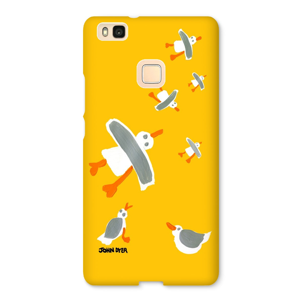 Snap Art Phone Case. Cornish Seagulls - Yellow Colour. Artist John Dyer. Cornwall Art Gallery