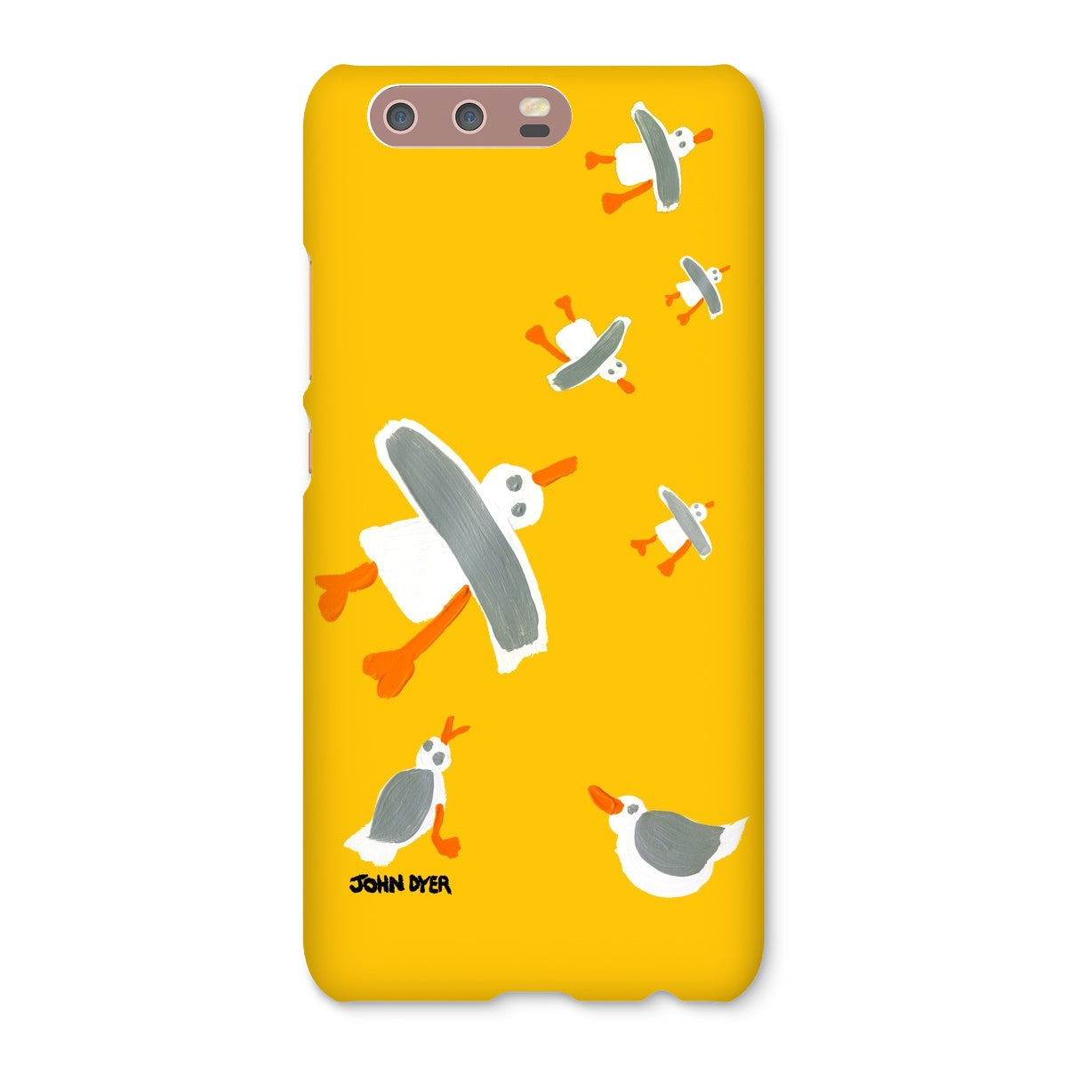 Snap Art Phone Case. Cornish Seagulls - Yellow Colour. Artist John Dyer. Cornwall Art Gallery