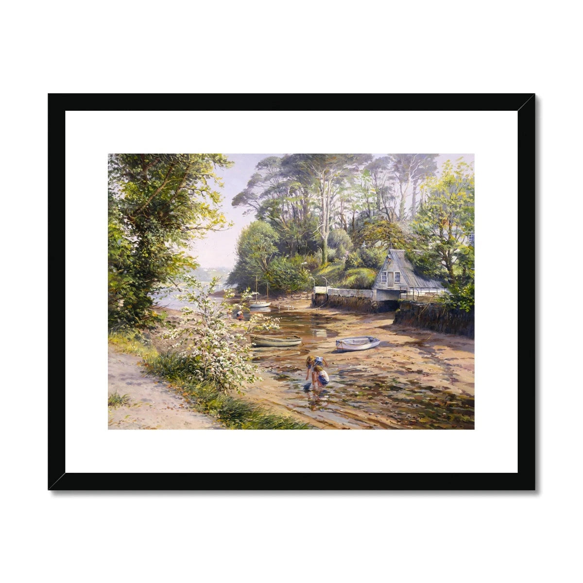 Ted Dyer Framed Open Edition Cornish Fine Art Print. 'Springtime at Helford'. Cornwall Art Gallery Ted Dyer
