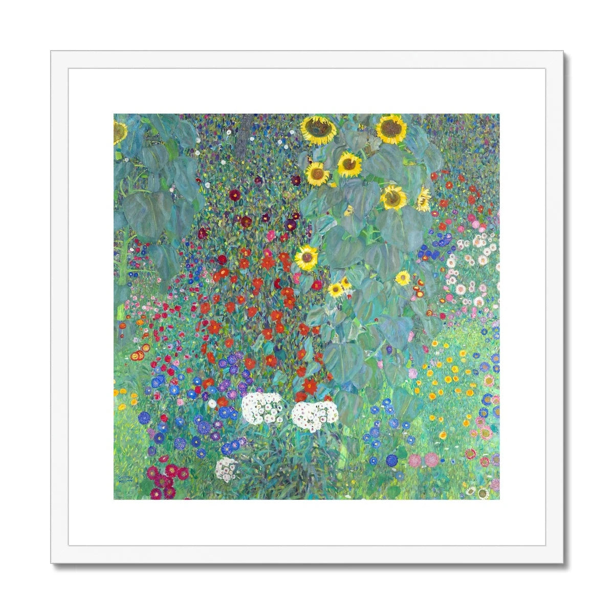 Gustav Klimt Framed Open Edition Art Print. ''Cottage Garden with Sunflowers'. Art Gallery Historic Art Gustav Klimt