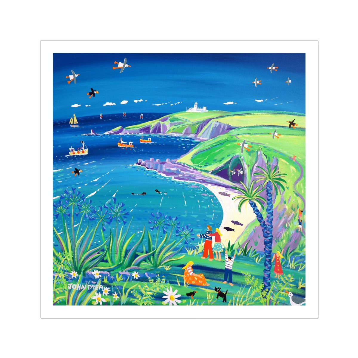 John Dyer Fine Art Print. Open Edition Coastal Cornish Art Print. 'View from the Gate, Bass Point, Lizard Lighthouse'. Cornwall Art Gallery