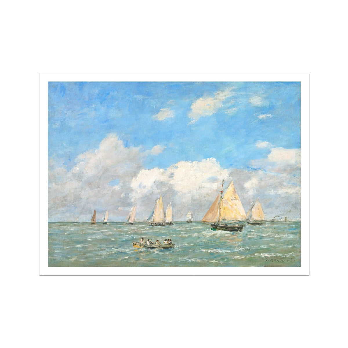 'La Sortie des Barques à Trouville' by Eugène Boudin. Open Edition Fine Art Print. Historic Art