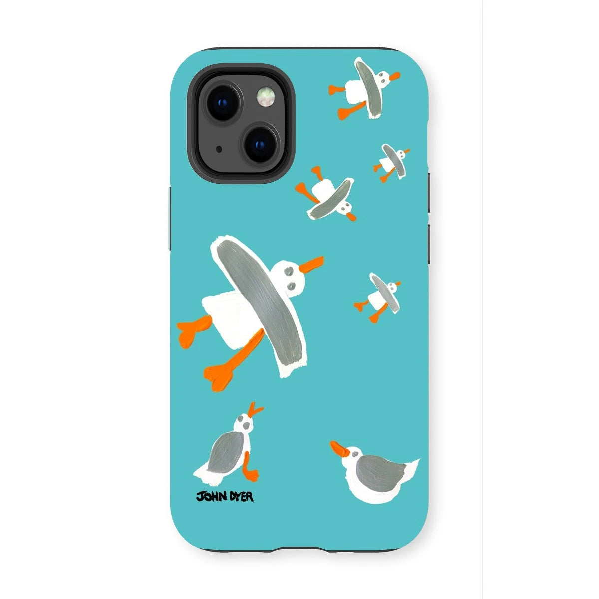 Tough Art Phone Case. Cornish Seagulls - Teal Colour. Artist John Dyer. Cornwall Art Gallery John Dyer